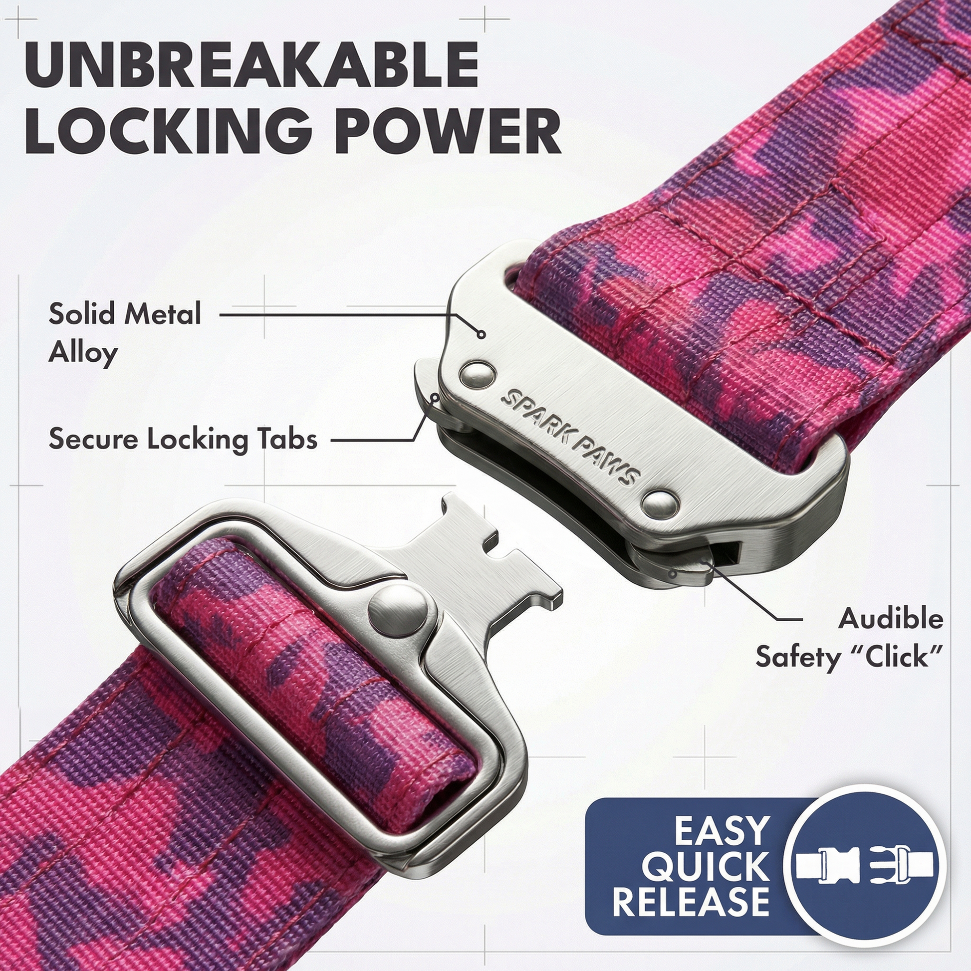Fuchsia Camo Collar||size:XS,S,M,L