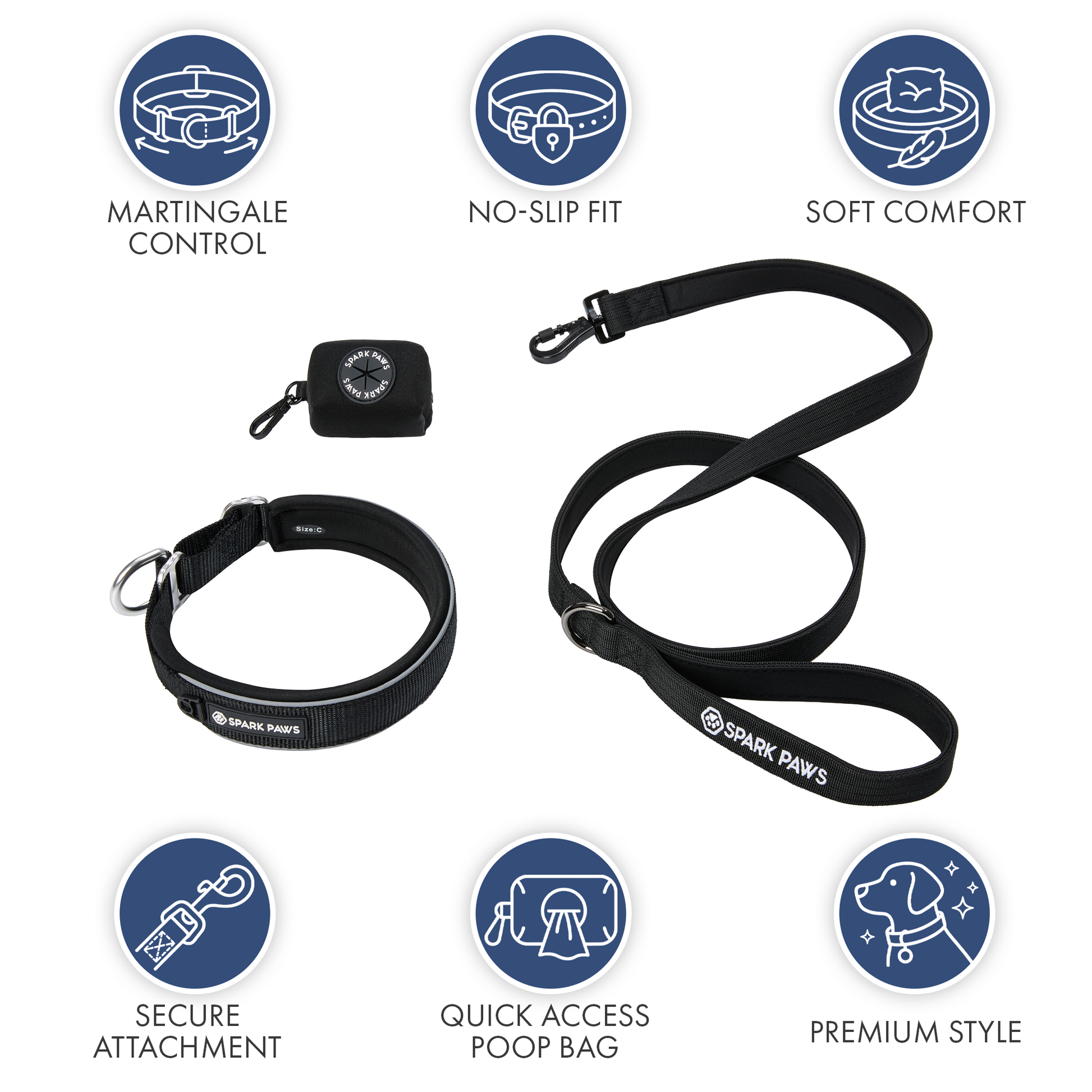 Black Martingale Collar||size:A,B,C,D,E
