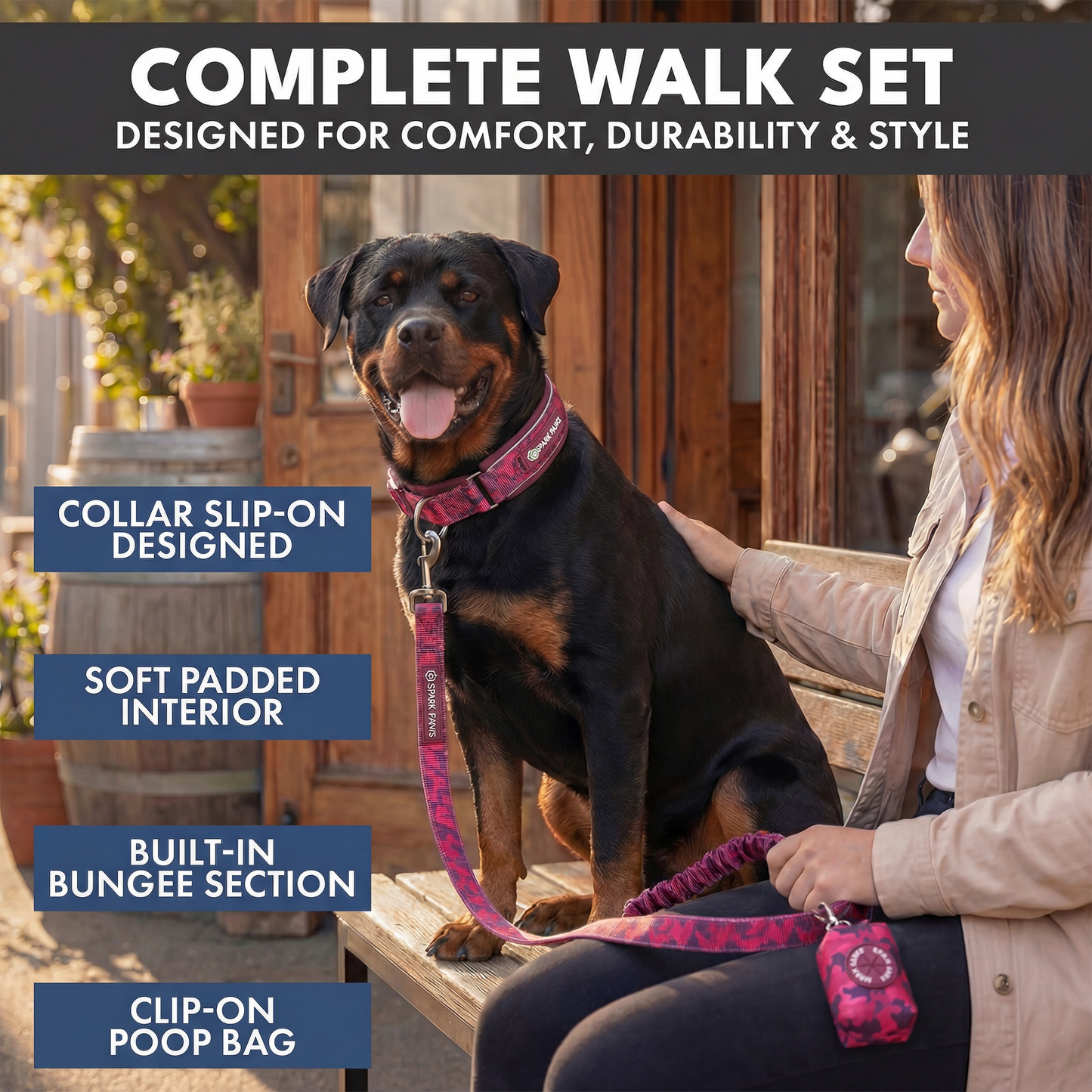 Fuchsia Camo Martingale Collar||size:A,B,C,D,E