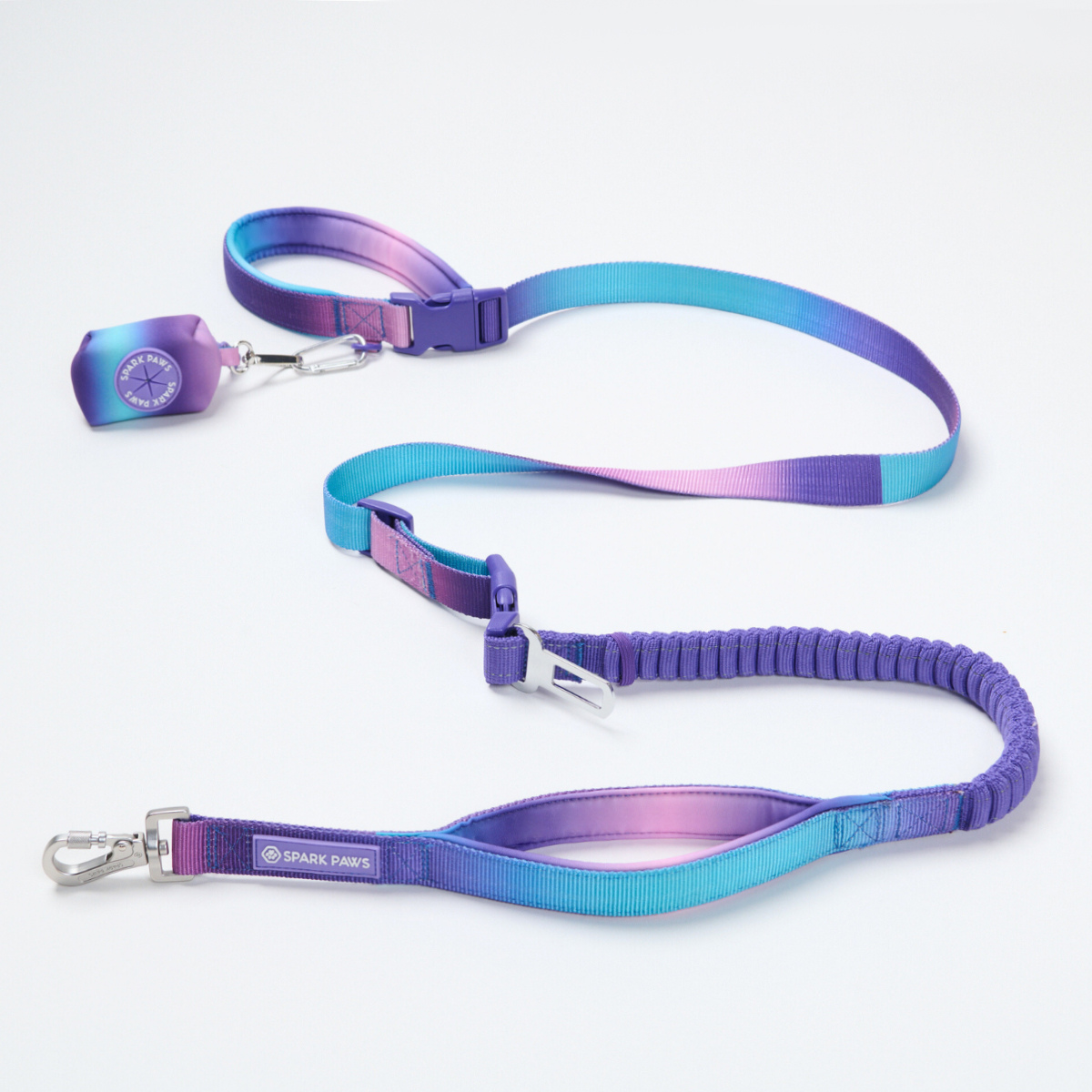 Multipurpose Seatbelt Handsfree Leash & Poop Bag Holder Set - 90s Retro